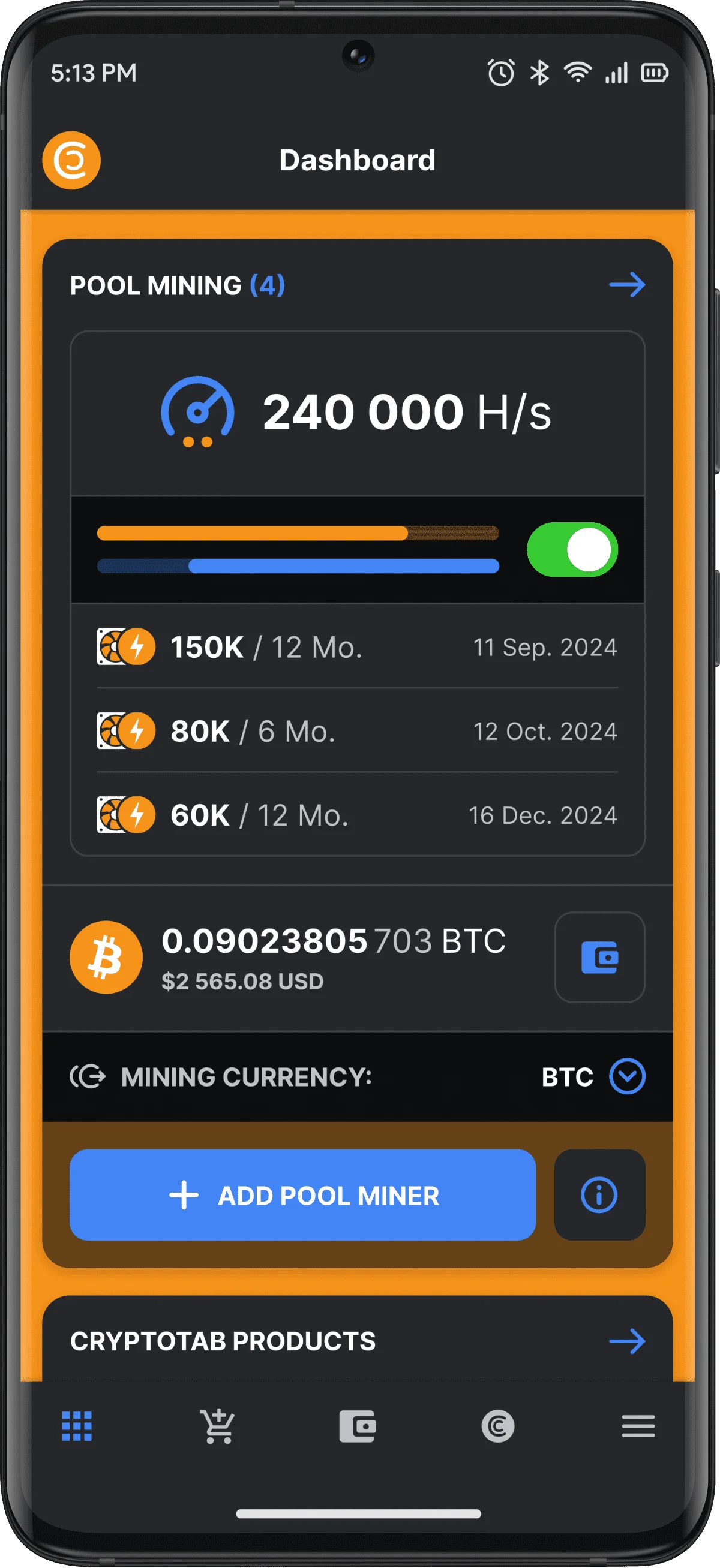 CT Pool - Android - Dashborad - BTC - Dark.webp